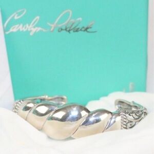 NEW Carolyn Pollack Sterling Silver Statement Scroll Wide Bracelet in the Box